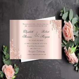 Elegant Roos Gold Glitter Wedding Kaart