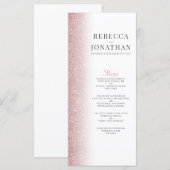 Elegant Roos Gold Glitter Wedding Menu Card (Voorkant / Achterkant)