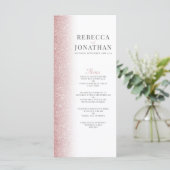 Elegant Roos Gold Glitter Wedding Menu Card (Staand voorkant)