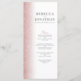 Elegant Roos Gold Glitter Wedding Menu Card