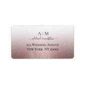 Elegant Roos Gold Glitter Wedding Monogram Script Etiket (Voorkant)