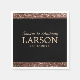 Elegant Roos Gold Glitter Wedding Napkin Servet