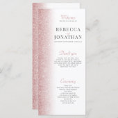 Elegant Roos Gold Glitter Wedding Program Card (Voorkant / Achterkant)