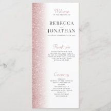 Elegant Roos Gold Glitter Wedding Program Card