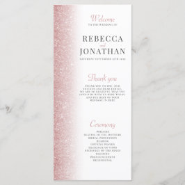 Elegant Roos Gold Glitter Wedding Program Card