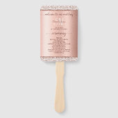 Elegant Roos Gold Glitter Wedding Program Handwaaier (Voorkant)