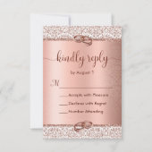 Elegant Roos Gold Glitter Wedding RSVP Kaartje (Voorkant)