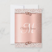 Elegant Roos Gold Glitter Wedding RSVP Kaartje (Achterkant)