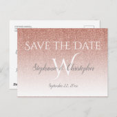 Elegant Roos Gold Glitter Wedding Save the Date Briefkaart (Voorkant / Achterkant)