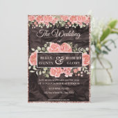 Elegant Roos Gold Glitter Wedding Uitnodiging (Staand voorkant)