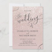 Elegant Roos Gold Glitter Wedding Uitnodiging (Voorkant)