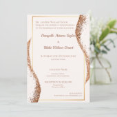 Elegant Roos Gold Glitter Wedding Uitnodiging (Staand voorkant)