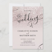 Elegant Roos Gold Glitter Wedding Uitnodiging (Voorkant)