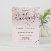 Elegant Roos Gold Glitter Wedding Uitnodiging (Staand voorkant)