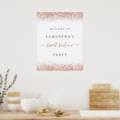 Elegant Roos Gold Glitter Welcome Sweet 16 Party Poster (Keuken)