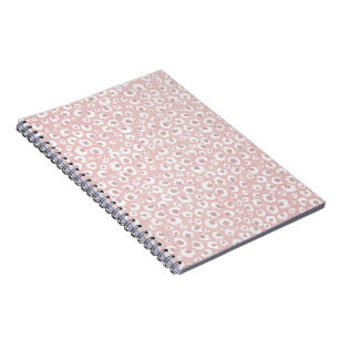 Elegant Roos Gold Glitter White Leopard Print Notitieboek