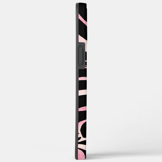 Elegant Roos Gold Glitter Zebra Black Animal Print Case-Mate iPhone Case (Achterkant / Rechts)