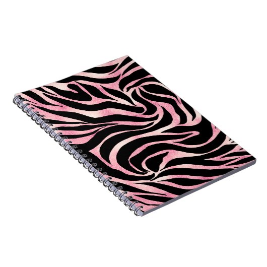 Elegant Roos Gold Glitter Zebra Black Animal Print Notitieboek (Rechterzijde)