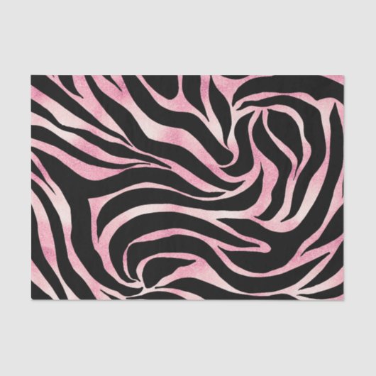 Elegant Roos Gold Glitter Zebra Black Animal Print Tissuepapier (Voorkant)
