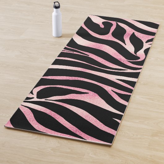 Elegant Roos Gold Glitter Zebra Black Animal Print Yogamat (In situ)