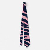 Elegant Roos Gold Glitter Zebra Blue Animal Print Stropdas (Achterkant)