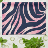 Elegant Roos Gold Glitter Zebra Blue Animal Print Theedoek (Gevouwen)