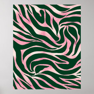 Elegant Roos Gold Glitter Zebra Green Animal Print