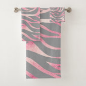 Elegant Roos Gold Glitter Zebra Grey Animal Print Bad Handdoek (Insitu)