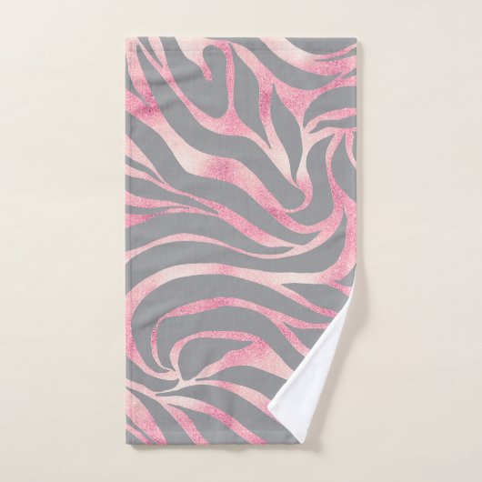 Elegant Roos Gold Glitter Zebra Grey Animal Print Bad Handdoek (Handdoek)