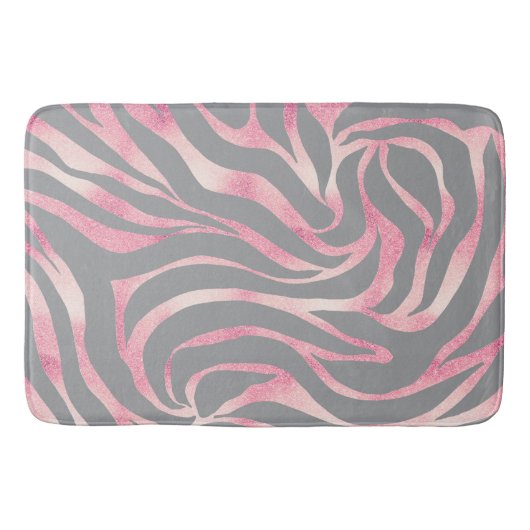 Elegant Roos Gold Glitter Zebra Grey Animal Print Badmat (Voorkant)