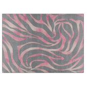Elegant Roos Gold Glitter Zebra Grey Animal Print Snijplank (Voorkant)