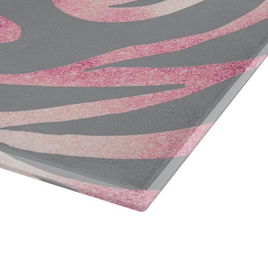 Elegant Roos Gold Glitter Zebra Grey Animal Print Snijplank (Hoek)