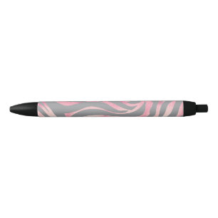 Elegant Roos Gold Glitter Zebra Grey Animal Print Zwarte Inkt Pen