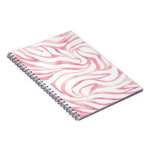 Elegant Roos Gold Glitter Zebra White Animal Print Notitieboek