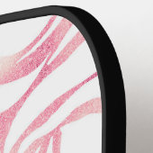 Elegant Roos Gold Glitter Zebra White Animal Print Pickleball Paddle (Links Detail)