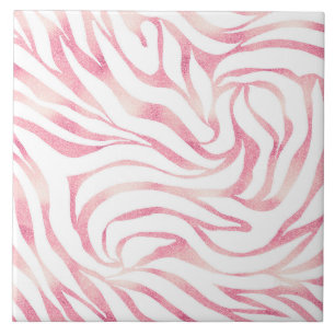 Elegant Roos Gold Glitter Zebra White Animal Print Tegeltje