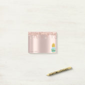 Elegant Roos Gold Glitter zorgt voor groene ananas Post-it® Notes (Op bureau)