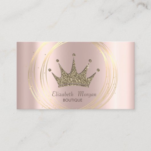 Elegant Roos Gold, gouden cirkels Glitter Tiara Visitekaartje (Voorkant)
