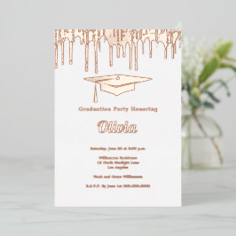 Elegant Roos Gold Graduation Party Folie Uitnodiging