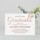 Elegant Roos Gold Graduation Party Folie Uitnodiging (Staand Voorkant)