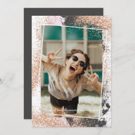 Elegant Roos Gold Graduation Party Invitation Kaart