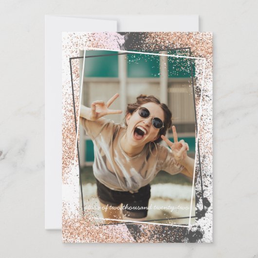 Elegant Roos Gold Graduation Party Invitation Kaart (Voorkant)