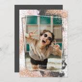 Elegant Roos Gold Graduation Party Invitation Kaart (Voorkant / Achterkant)