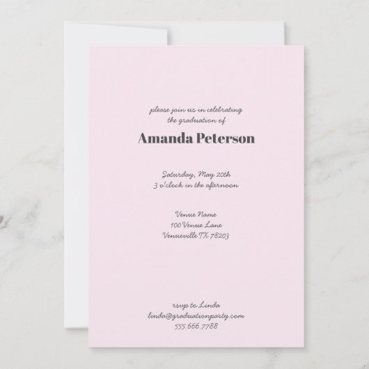 Elegant Roos Gold Graduation Party Invitation Kaart (Achterkant)