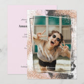 Elegant Roos Gold Graduation Party Invitation Kaart (Voorkant / Achterkant)