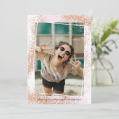 Elegant Roos Gold Graduation Party Invitation Kaart (Staand voorkant)