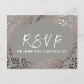 Elegant Roos Gold & Gray Menu Keuze RSVP-Briefkaar (Voorkant)