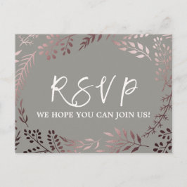 Elegant Roos Gold & Gray Menu Keuze RSVP-Briefkaar