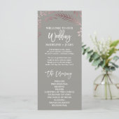 Elegant Roos Gold & Gray Wedding Program Programmakaart (Staand voorkant)