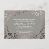 Elegant Roos Gold & Gray Wedding Reception Kaart (Voorkant)